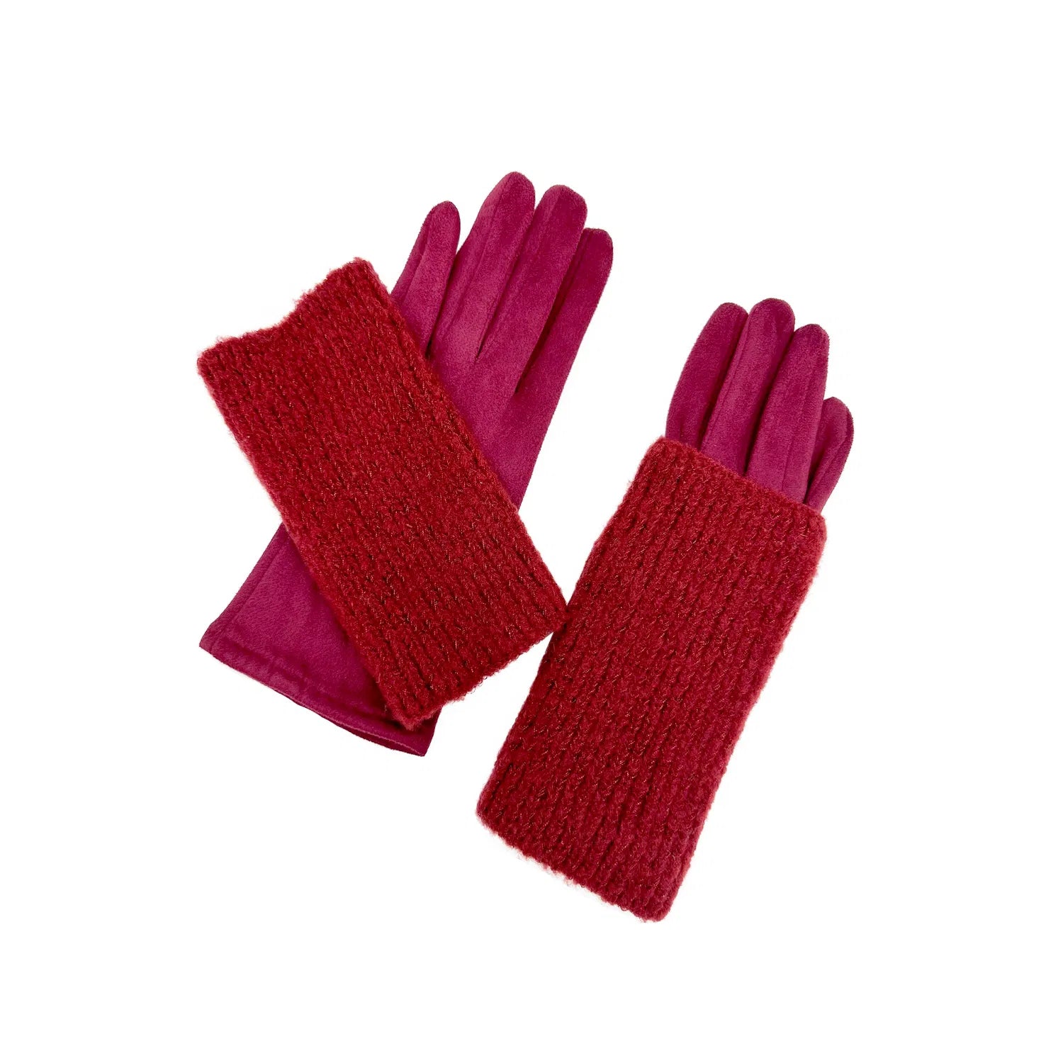 Women Winter Warm Soft Cosy Gloves 2 in 1 Plain Colour Layered Knitted Touch Screen Gloves