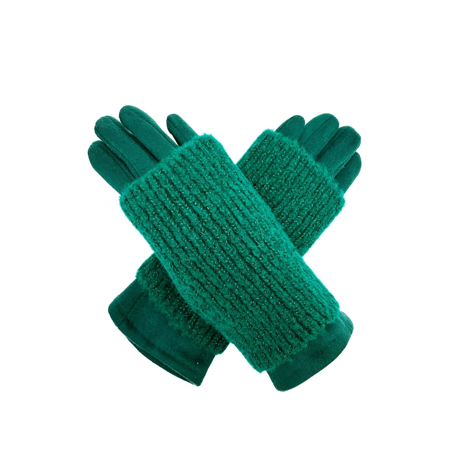 Women Winter Warm Soft Cosy Gloves 2 in 1 Plain Colour Layered Knitted Touch Screen Gloves