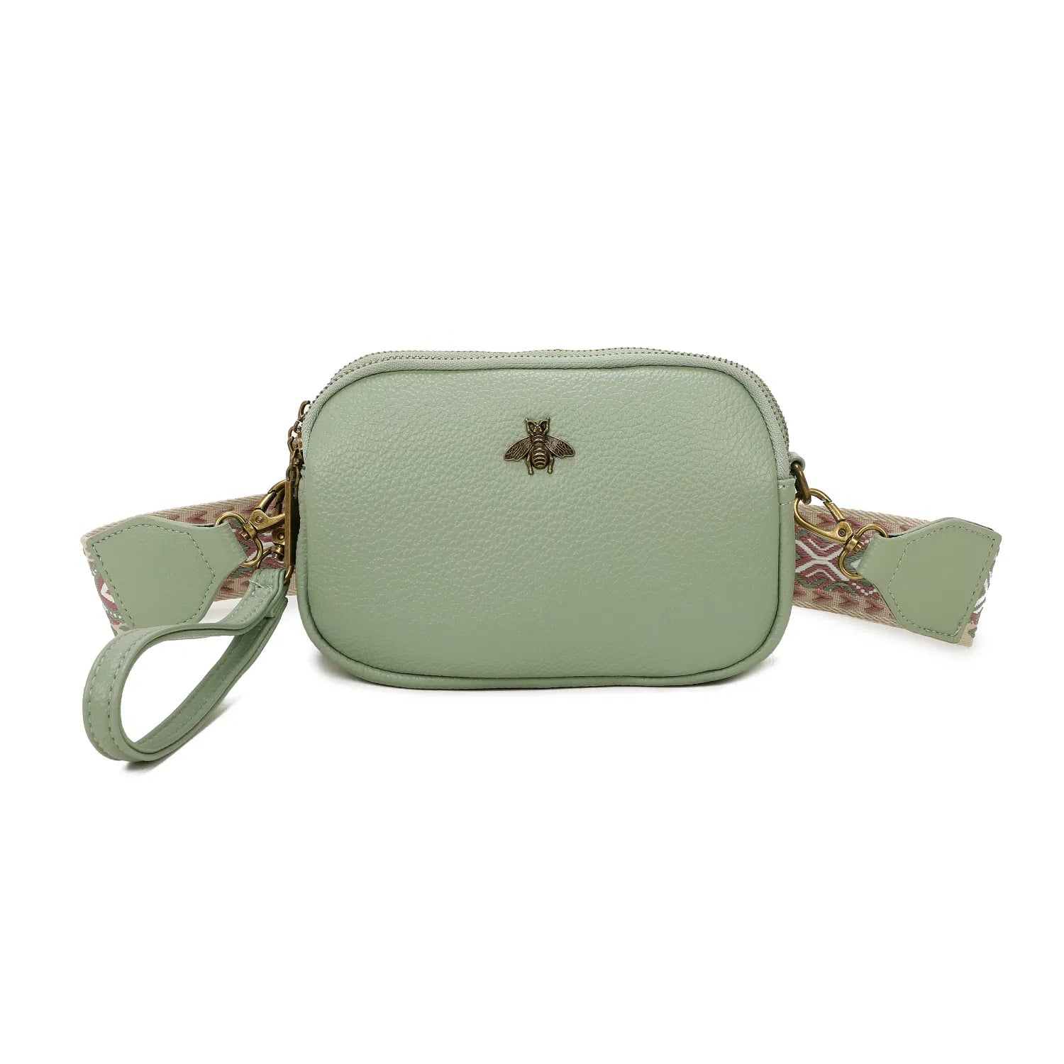 Women's Bee Crossbody Bag Messenger Triple Zipped compartments Canvas Shoulder Strap Bag
