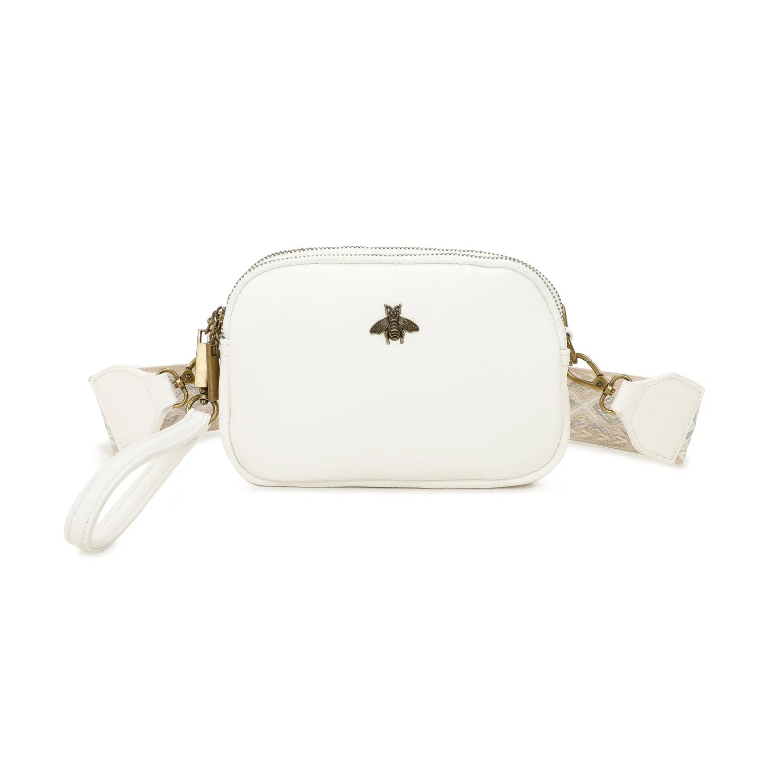 Women's Bee Crossbody Bag Messenger Triple Zipped compartments Canvas Shoulder Strap Bag