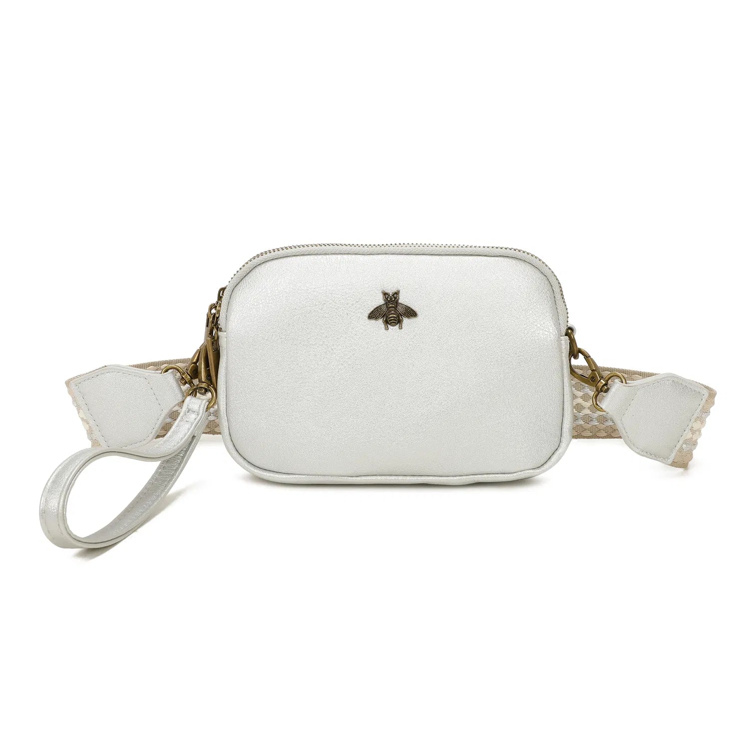 Women's Bee Crossbody Bag Messenger Triple Zipped compartments Canvas Shoulder Strap Bag