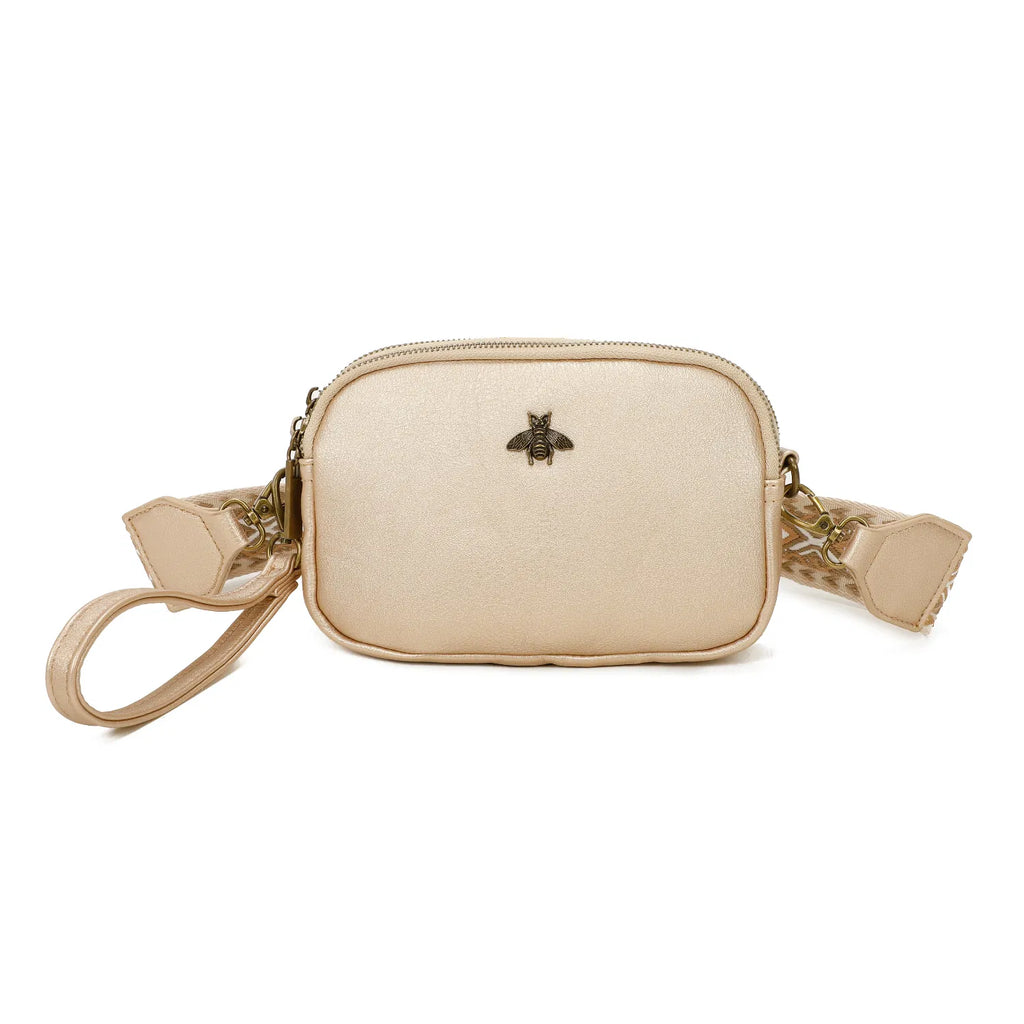 Women's Bee Crossbody Bag Messenger Triple Zipped compartments Canvas Shoulder Strap Bag