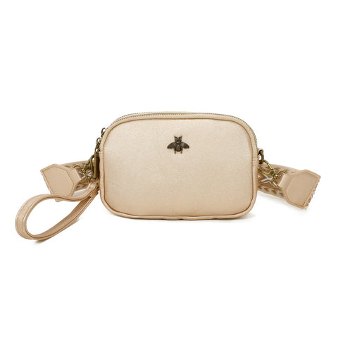 Women's Bee Crossbody Bag Messenger Triple Zipped compartments Canvas Shoulder Strap Bag