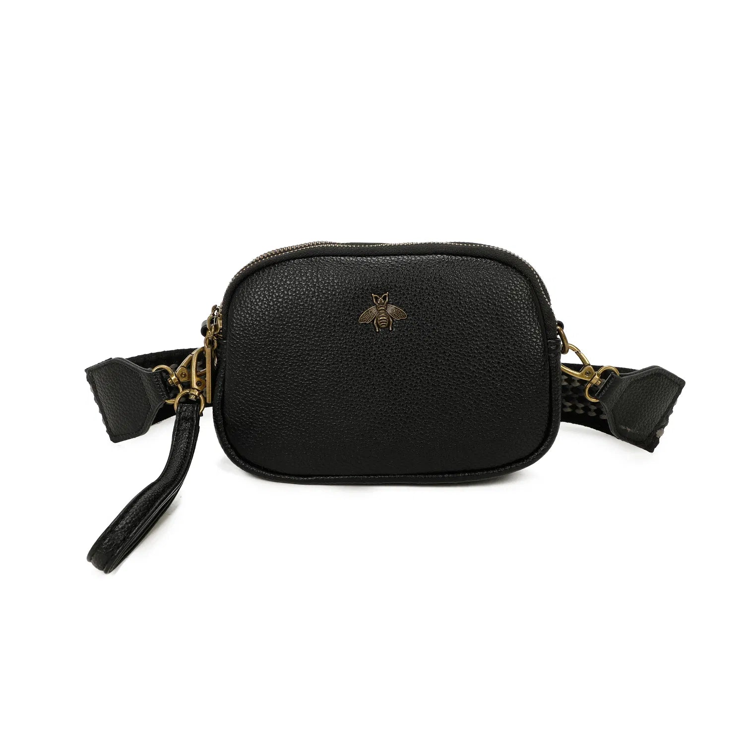 Women's Bee Crossbody Bag Messenger Triple Zipped compartments Canvas Shoulder Strap Bag