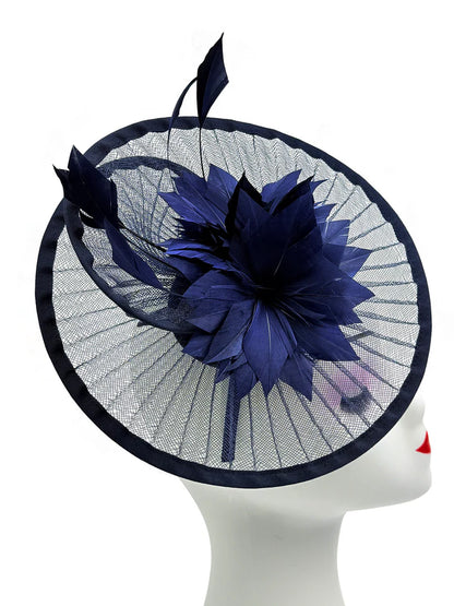 Women's Fascinator Headband Clip Circular Brim Round Hat Fascinator Weddings Ladies Races Royal Ascot Hatinator