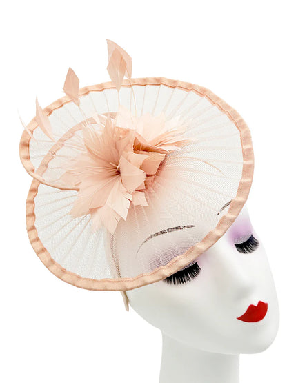 Women's Fascinator Headband Clip Circular Brim Round Hat Fascinator Weddings Ladies Races Royal Ascot Hatinator