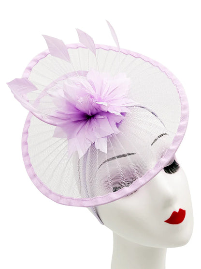 Women's Fascinator Headband Clip Circular Brim Round Hat Fascinator Weddings Ladies Races Royal Ascot Hatinator