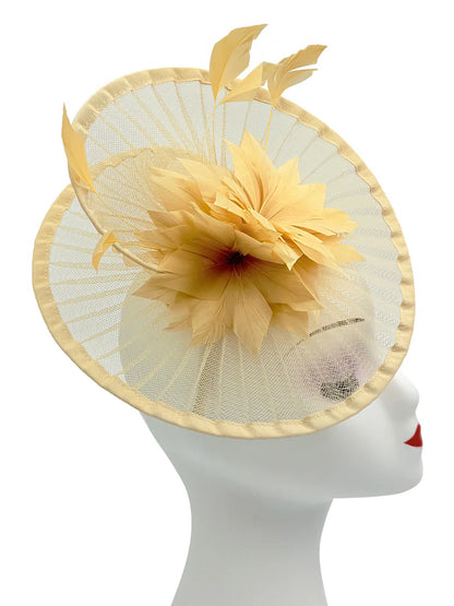 Women's Fascinator Headband Clip Circular Brim Round Hat Fascinator Weddings Ladies Races Royal Ascot Hatinator