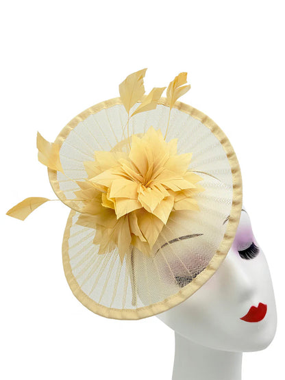 Women's Fascinator Headband Clip Circular Brim Round Hat Fascinator Weddings Ladies Races Royal Ascot Hatinator