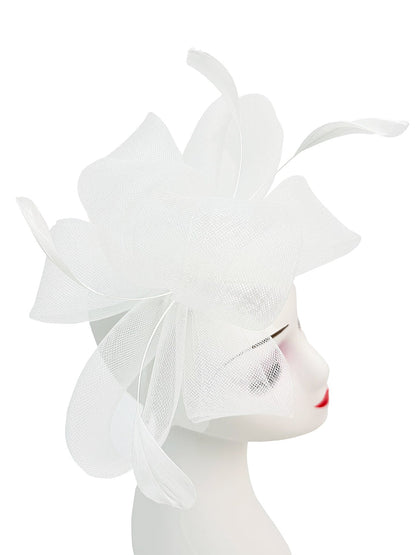 Women's Feather Looped Mesh Net Fascinator Headband Clip Alice Band Ladies Day Wedding Hat Royal Ascot