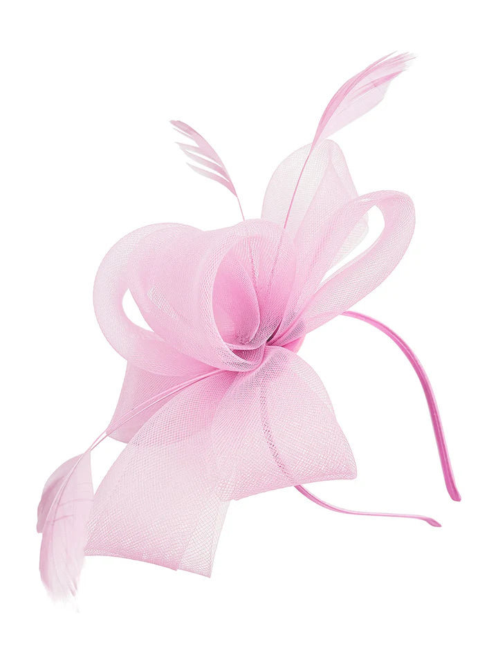 Women's Feather Looped Mesh Net Fascinator Headband Clip Alice Band Ladies Day Wedding Hat Royal Ascot