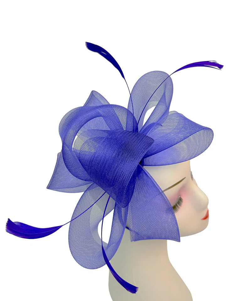 Women's Feather Looped Mesh Net Fascinator Headband Clip Alice Band Ladies Day Wedding Hat Royal Ascot