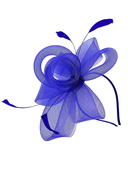 Women's Feather Looped Mesh Net Fascinator Headband Clip Alice Band Ladies Day Wedding Hat Royal Ascot