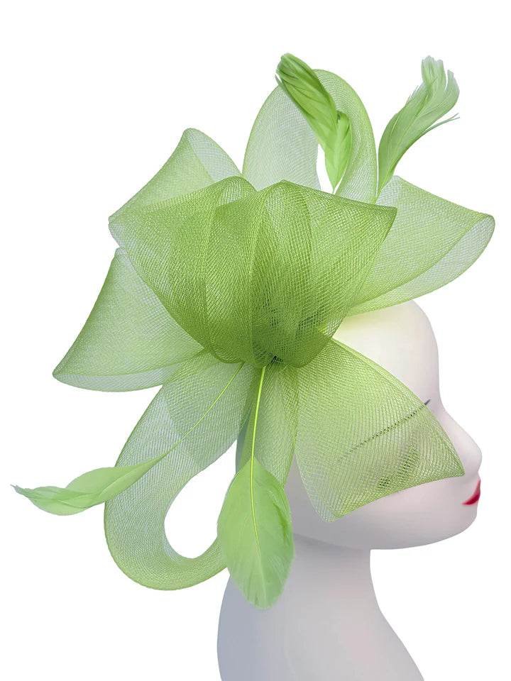 Women's Feather Looped Mesh Net Fascinator Headband Clip Alice Band Ladies Day Wedding Hat Royal Ascot