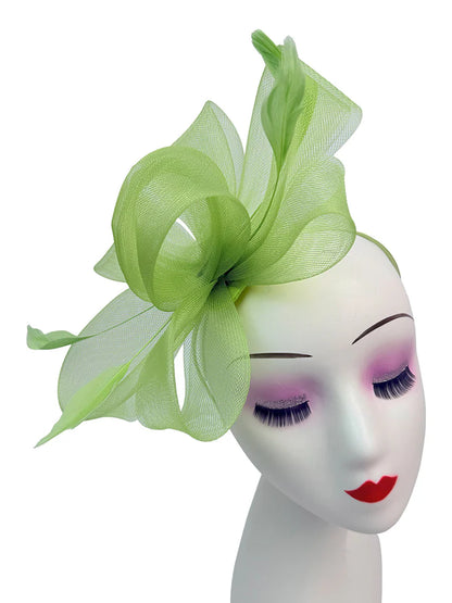 Women's Feather Looped Mesh Net Fascinator Headband Clip Alice Band Ladies Day Wedding Hat Royal Ascot