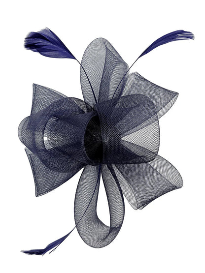 Women's Feather Looped Mesh Net Fascinator Headband Clip Alice Band Ladies Day Wedding Hat Royal Ascot