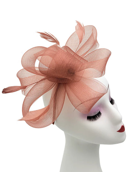 Women's Feather Looped Mesh Net Fascinator Headband Clip Alice Band Ladies Day Wedding Hat Royal Ascot