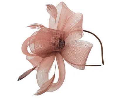 Women's Feather Looped Mesh Net Fascinator Headband Clip Alice Band Ladies Day Wedding Hat Royal Ascot