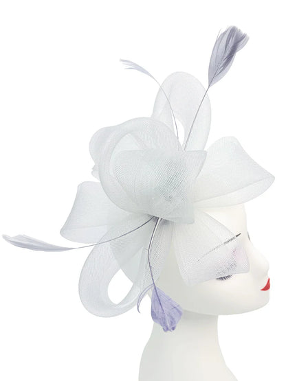 Women's Feather Looped Mesh Net Fascinator Headband Clip Alice Band Ladies Day Wedding Hat Royal Ascot