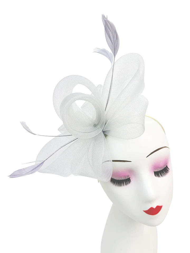 Women's Feather Looped Mesh Net Fascinator Headband Clip Alice Band Ladies Day Wedding Hat Royal Ascot