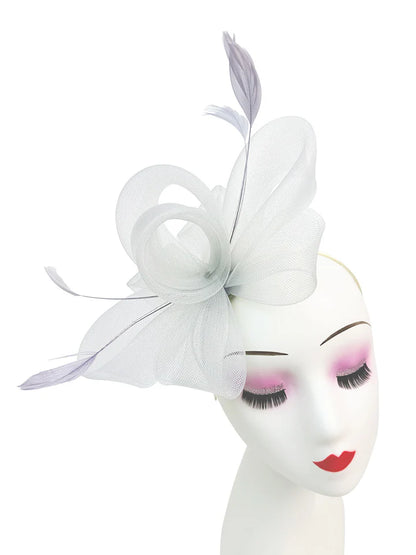 Women's Feather Looped Mesh Net Fascinator Headband Clip Alice Band Ladies Day Wedding Hat Royal Ascot