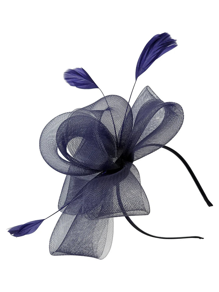 Women's Feather Looped Mesh Net Fascinator Headband Clip Alice Band Ladies Day Wedding Hat Royal Ascot