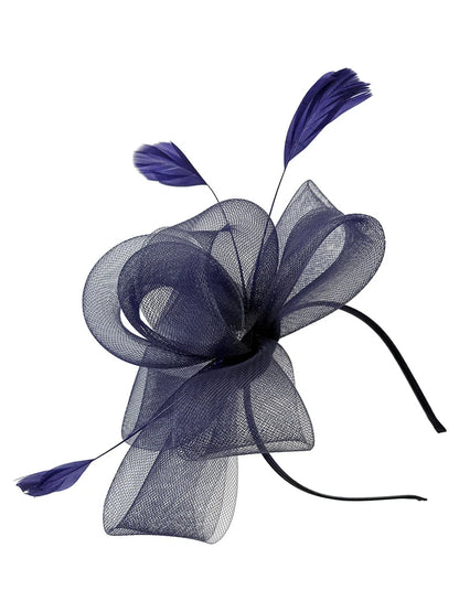 Women's Feather Looped Mesh Net Fascinator Headband Clip Alice Band Ladies Day Wedding Hat Royal Ascot