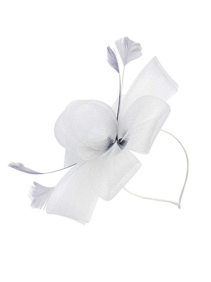 Women's Feather Looped Mesh Net Fascinator Headband Clip Alice Band Ladies Day Wedding Hat Royal Ascot