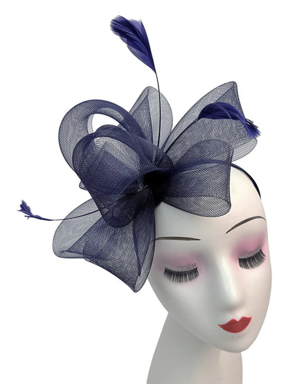 Women's Feather Looped Mesh Net Fascinator Headband Clip Alice Band Ladies Day Wedding Hat Royal Ascot