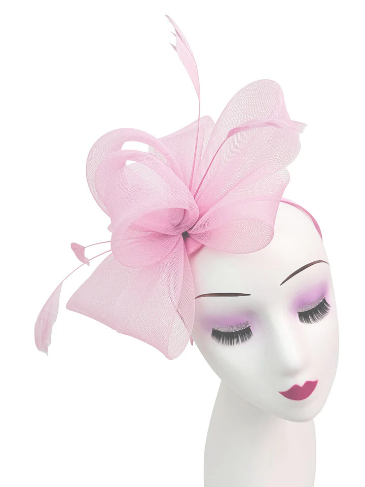Women's Feather Looped Mesh Net Fascinator Headband Clip Alice Band Ladies Day Wedding Hat Royal Ascot