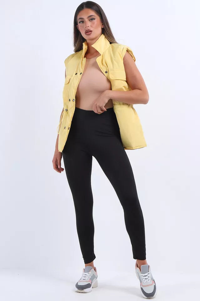 Women's Padded Puffer Quilted 6 Buttons Gilet Jacket Body Warmer Waistcoat Top