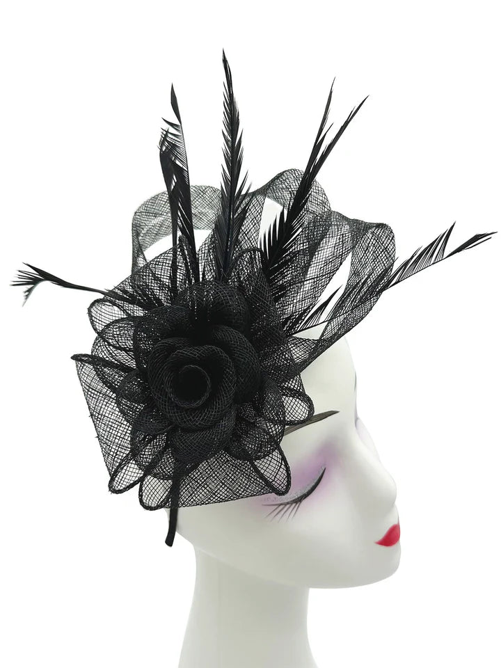 Women's Flower Feather Hat Fascinator Clip Headband Wedding Hat Ladies Day Royal Ascot Races