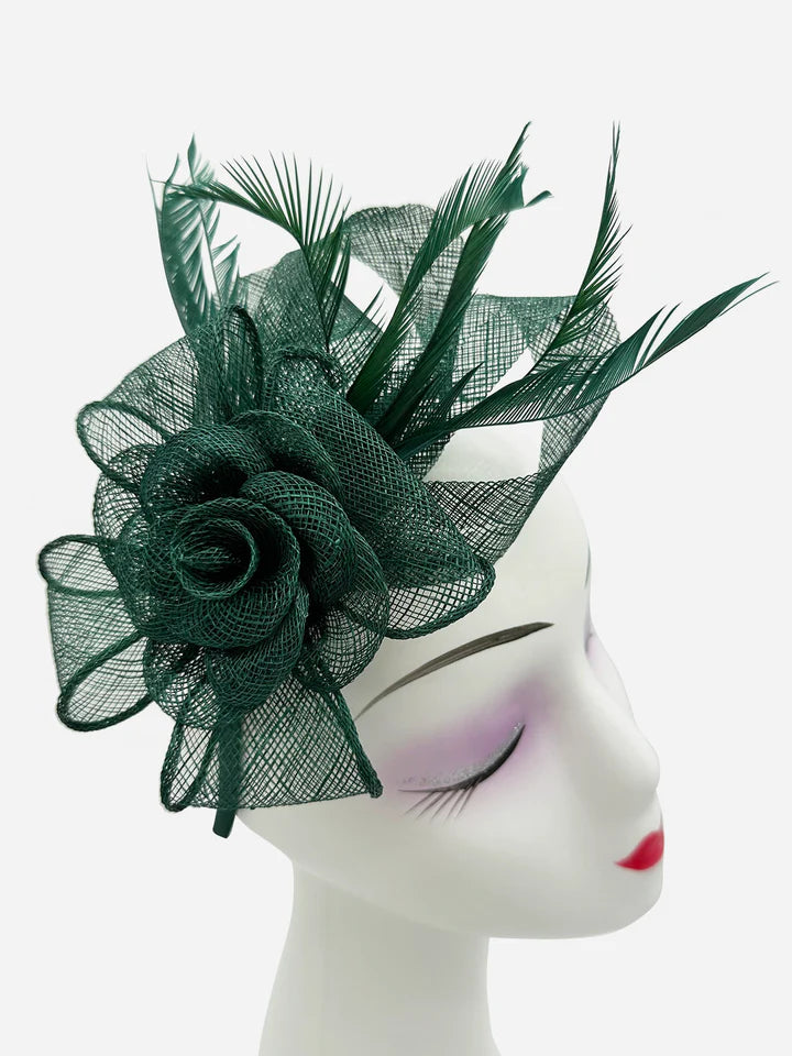 Women's Flower Feather Hat Fascinator Clip Headband Wedding Hat Ladies Day Royal Ascot Races