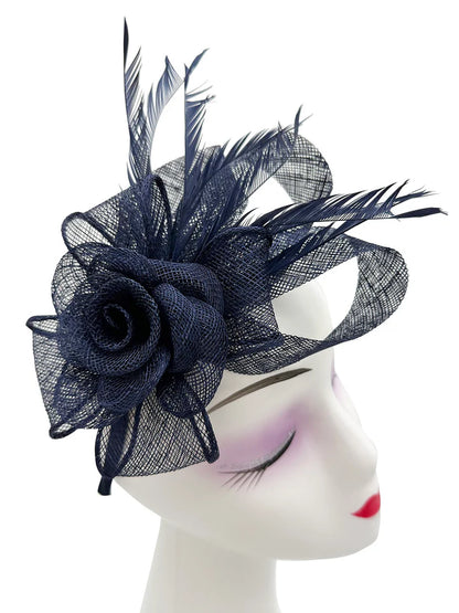 Women's Flower Feather Hat Fascinator Clip Headband Wedding Hat Ladies Day Royal Ascot Races