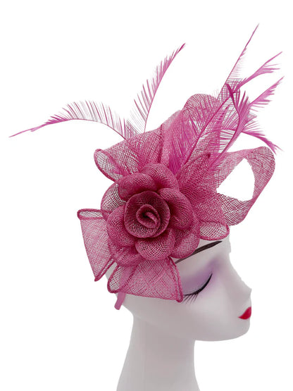 Women's Flower Feather Hat Fascinator Clip Headband Wedding Hat Ladies Day Royal Ascot Races