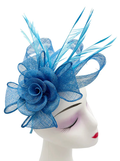 Women's Flower Feather Hat Fascinator Clip Headband Wedding Hat Ladies Day Royal Ascot Races