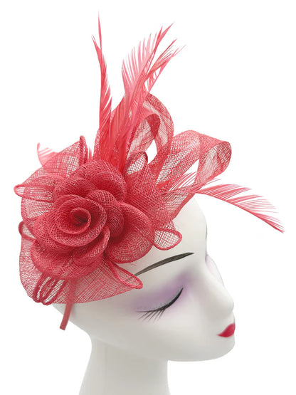 Women's Flower Feather Hat Fascinator Clip Headband Wedding Hat Ladies Day Royal Ascot Races