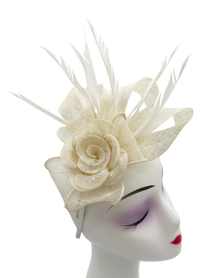 Women's Flower Feather Hat Fascinator Clip Headband Wedding Hat Ladies Day Royal Ascot Races
