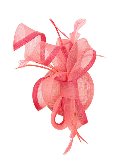 Women's Round Pill Box Fascinator Headband Clip with Bow & Feathers Hat Weddings Ladies Races Royal Ascot Hatinator