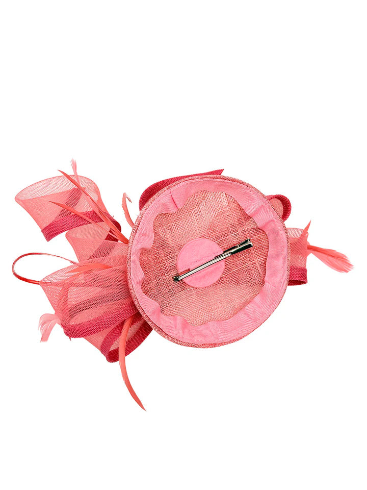 Women's Round Pill Box Fascinator Headband Clip with Bow & Feathers Hat Weddings Ladies Races Royal Ascot Hatinator