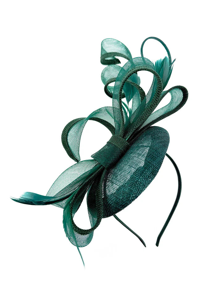 Women's Round Pill Box Fascinator Headband Clip with Bow & Feathers Hat Weddings Ladies Races Royal Ascot Hatinator