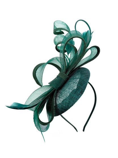 Women's Round Pill Box Fascinator Headband Clip with Bow & Feathers Hat Weddings Ladies Races Royal Ascot Hatinator