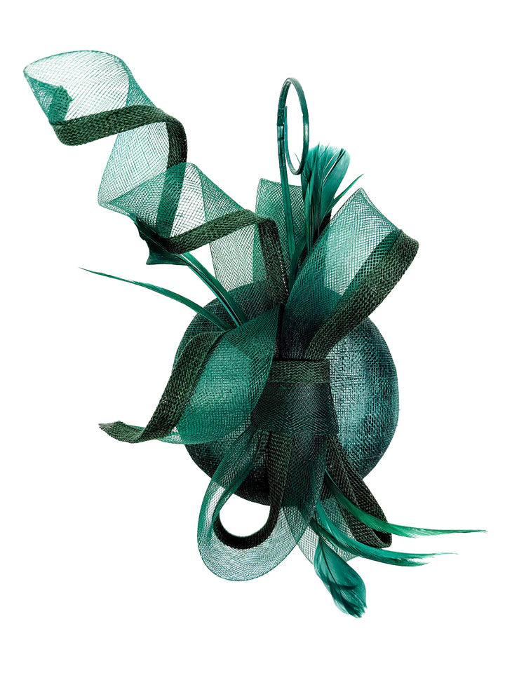 Women's Round Pill Box Fascinator Headband Clip with Bow & Feathers Hat Weddings Ladies Races Royal Ascot Hatinator
