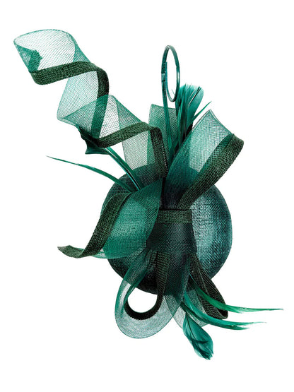 Women's Round Pill Box Fascinator Headband Clip with Bow & Feathers Hat Weddings Ladies Races Royal Ascot Hatinator