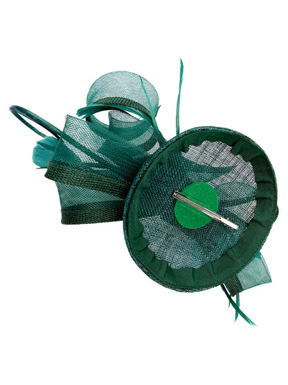 Women's Round Pill Box Fascinator Headband Clip with Bow & Feathers Hat Weddings Ladies Races Royal Ascot Hatinator