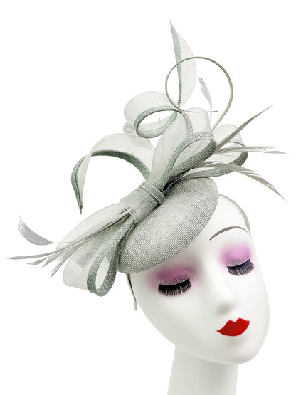 Women's Round Pill Box Fascinator Headband Clip with Bow & Feathers Hat Weddings Ladies Races Royal Ascot Hatinator