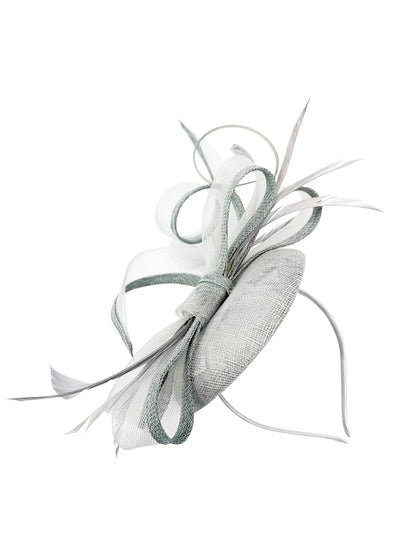 Women's Round Pill Box Fascinator Headband Clip with Bow & Feathers Hat Weddings Ladies Races Royal Ascot Hatinator