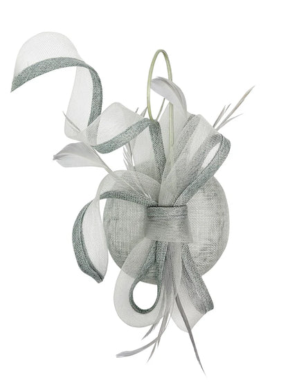 Women's Round Pill Box Fascinator Headband Clip with Bow & Feathers Hat Weddings Ladies Races Royal Ascot Hatinator