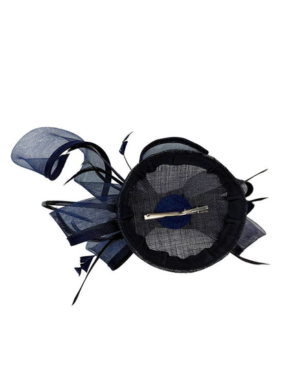 Women's Round Pill Box Fascinator Headband Clip with Bow & Feathers Hat Weddings Ladies Races Royal Ascot Hatinator