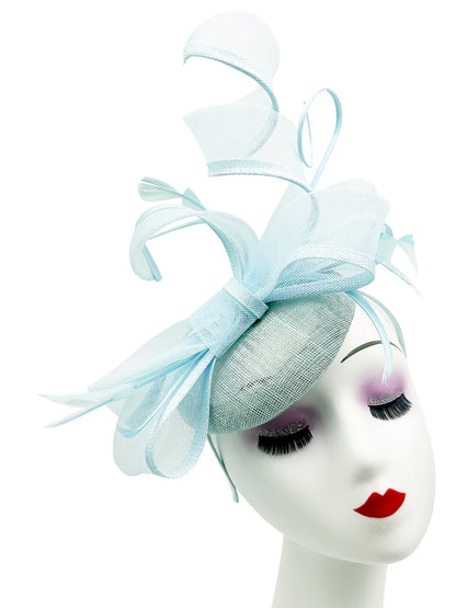 Women's Round Pill Box Fascinator Headband Clip with Bow & Feathers Hat Weddings Ladies Races Royal Ascot Hatinator
